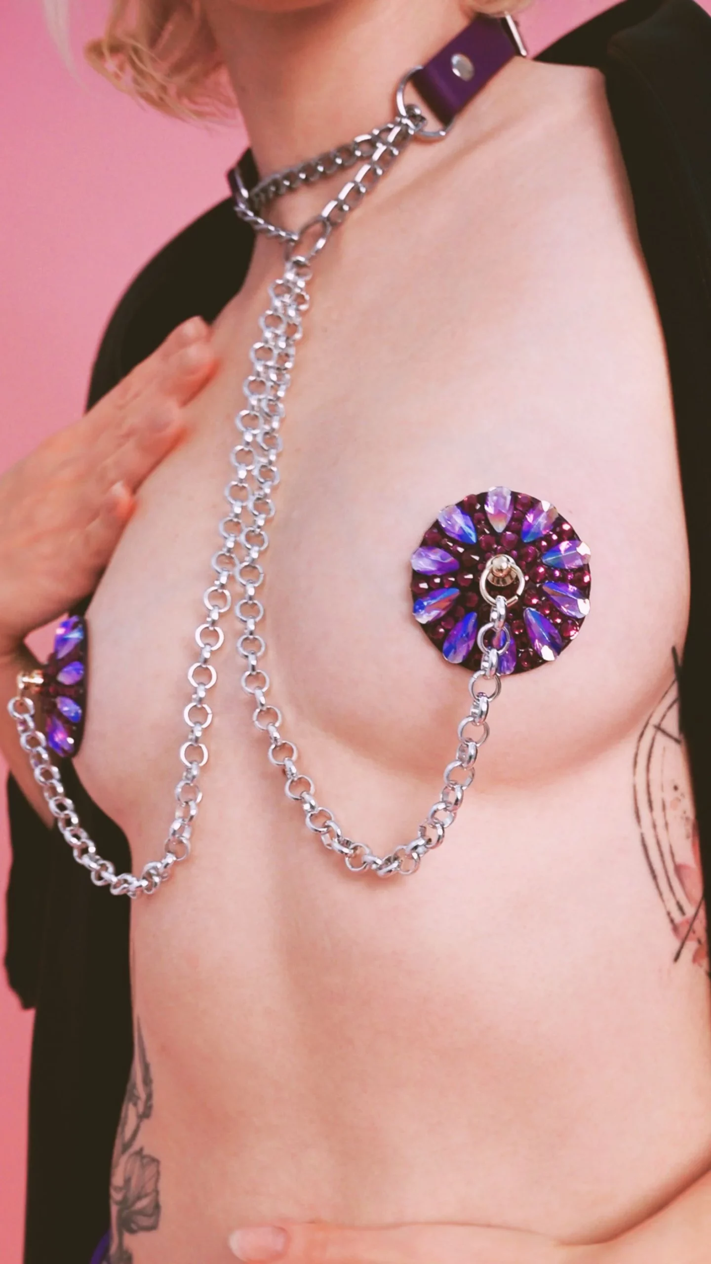 Ensemble collier et nippies purple