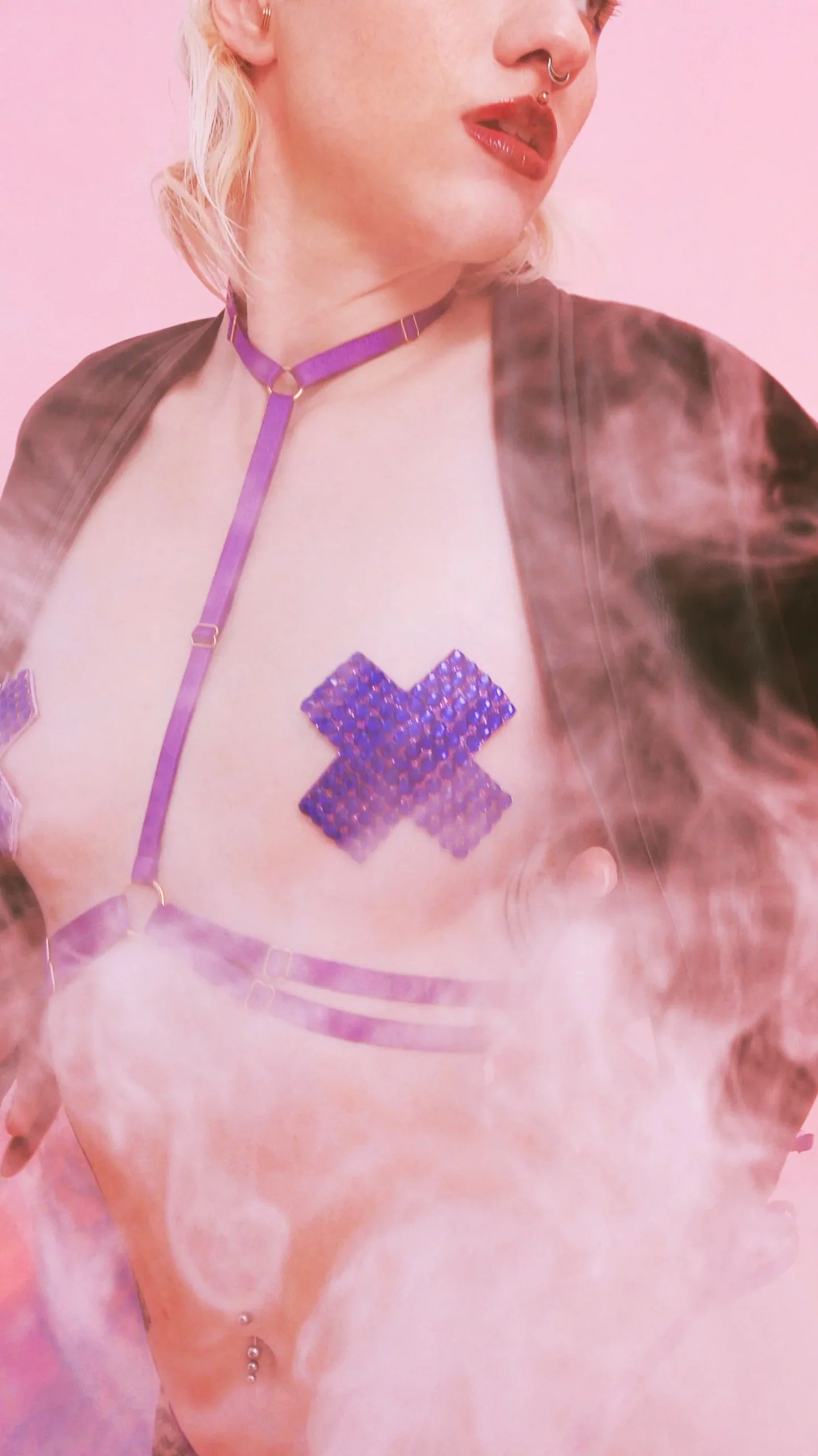 Ensemble harnais et nippies croix violet – Image 2