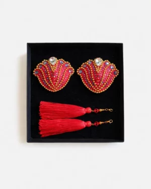Bijoux de seins Shell rouge